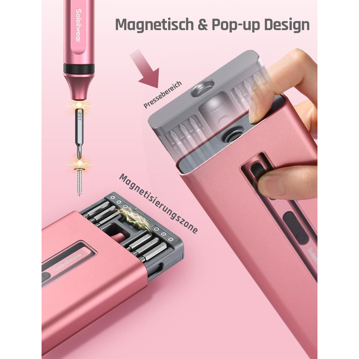 Електричний набір викруток преміум-класу 52 в 1 з 48 магнітними бітами, акумуляторний, для ремонту телефонів, камер, ноутбуків, годинників (Twilight Pink)