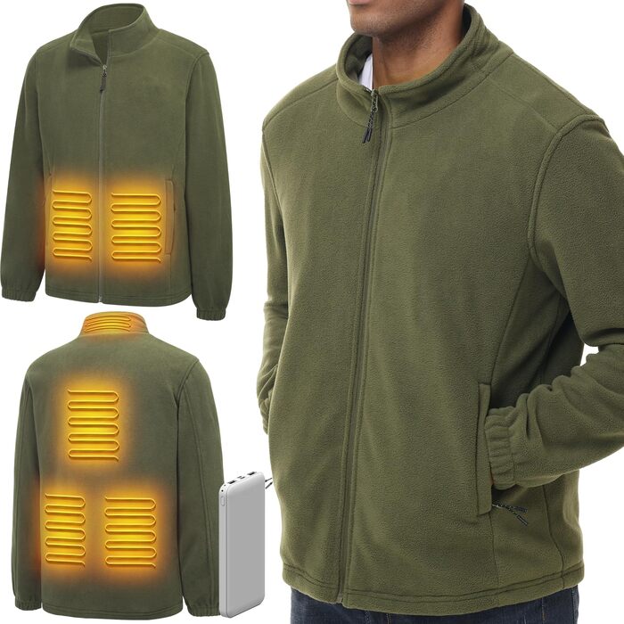 Обогрівальний жилет LABEWVI з акумулятором 10000mAh, чоловічий/жіночий, фліс Polar, USB, зелений