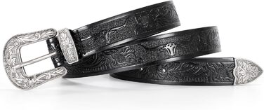 Жіночий шкіряний ремінь JasGood для джинсів та штанів. Вінтажний стиль, Західний дизайн. Розміри: M (110 см), XXL (140 см)