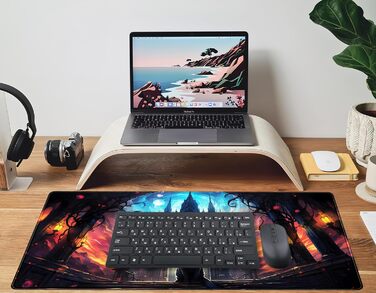 Килимок для миші Moon Mushroom Gaming з принтом Magic Castle Cat, XXL 80x40 см