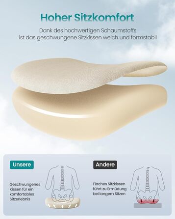 Офісний стіл SONGMICS, ергономічний крісло з регулюванням висоти, підголівник, до 150 кг, Cappuccino Beige