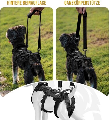 Шлейка для собак OneTigris Hopper для підтримки та реабілітації, чорна, XS (3-5 кг)