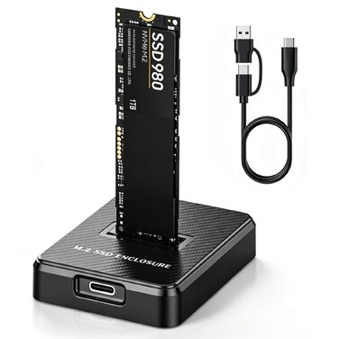 Зовнішній корпус-док-станція M.2 NVMe та SATA на USB-C, адаптер для SSD з підтримкою Dual-Protocol, швидкість 10 Гбіт/с, сумісність з M Key, B+M Key (2280, 2260, 2242, 2230)