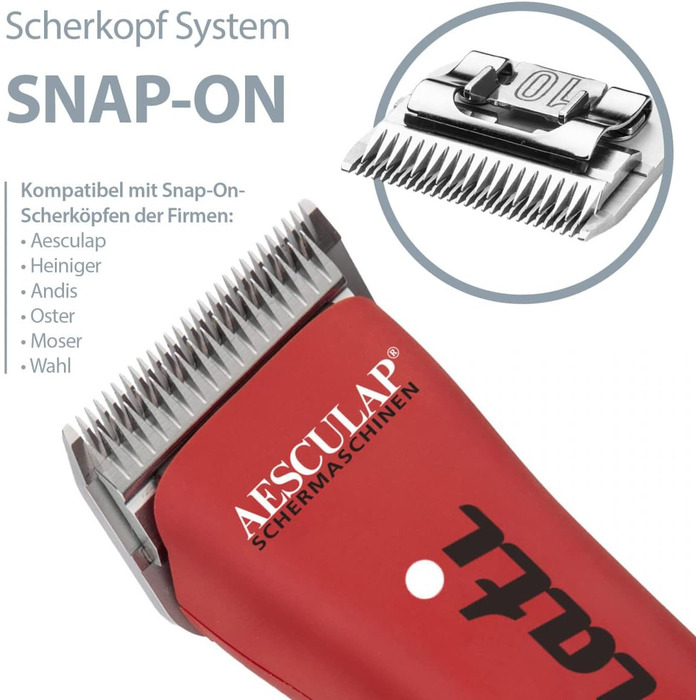 Набір для стрижки собак EHASO Aesculap Profi Durati Speed: стрижка, миска, гребінець (червоний)