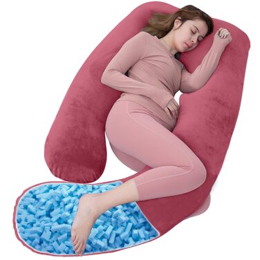 Подушка для вагітних AS AWESLING U-подібної форми, повного тіла, для годування, підтримки та вагітності, знімний чохол (трав'яно-зелений, піна з пам'яті) (Claret-піна з пам'яті)