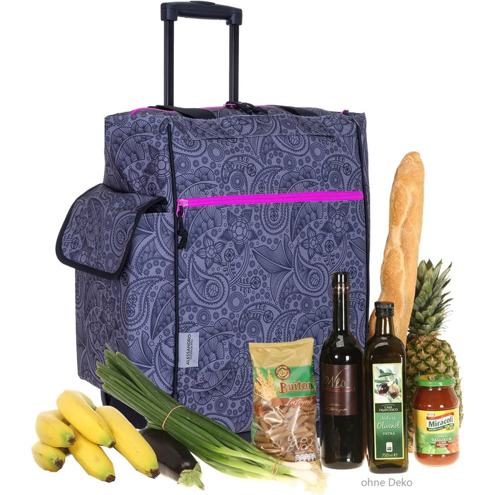 Alessandro Shopping Trolley Shopping Trolley (Gray Paisley Zip Purple)