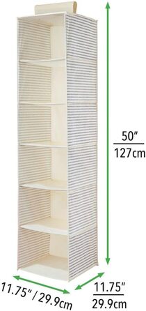 Тканинний підвісний шафа mDesign – 6 полиць – сірий та чорний колір, ідеально для одягу, ременів, клатчів