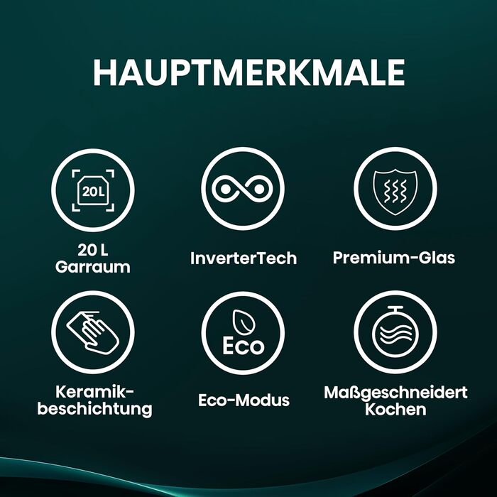 Мікрохвильова піч Hisense H20MOBS4HI 20 л, 700 Вт, InverterTech, керамічне покриття, чорна