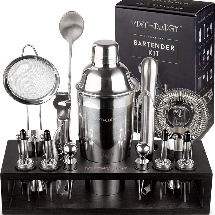 Професійний набір бармена Mixology для коктейлів, 31 предмет, аксесуари для бару та коктейль-шейкер, чорний