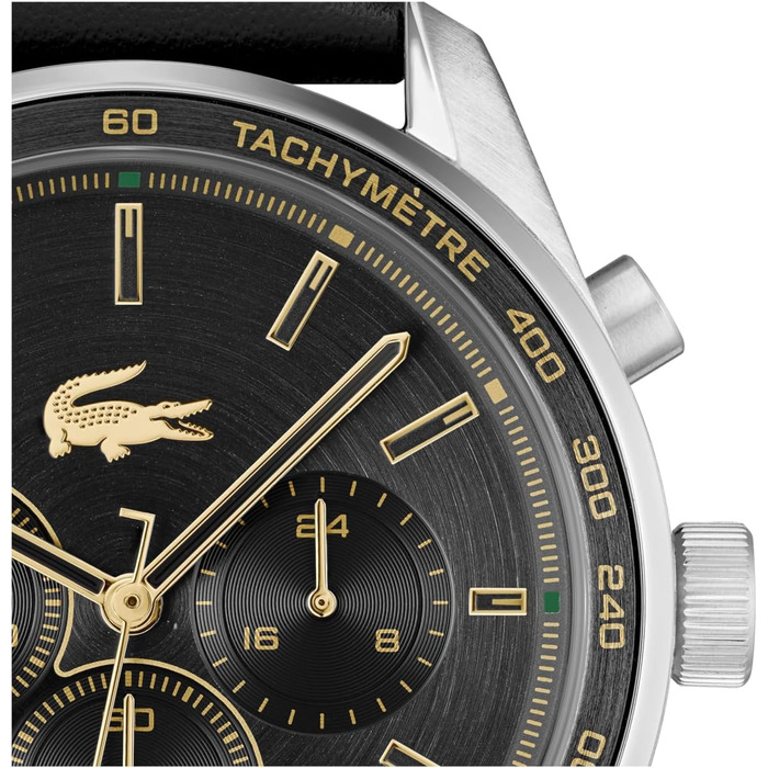 Годинник чоловічий Lacoste Boston Chronograph кварцовий з шкіряним або металевим браслетом (чорний)
