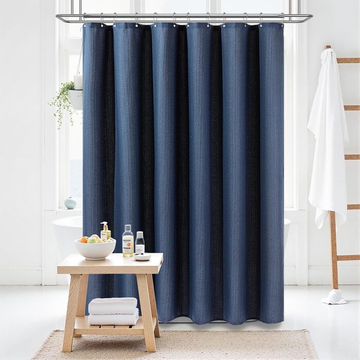 Шторка для душу BTTN, вафельна тканина, 180x200 см, антигрибкова, важка, водонепроникна, з 12 гачками, зелена, преміум-якість