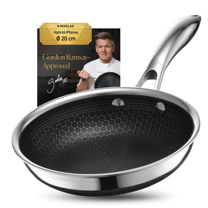 Сковорода HexClad Hybrid Ø 20 см – нержавіюча сталь з сотовою структурою, антипригарне покриття, для всіх плит (індукція), безпечна в духовці та посудомийній машині