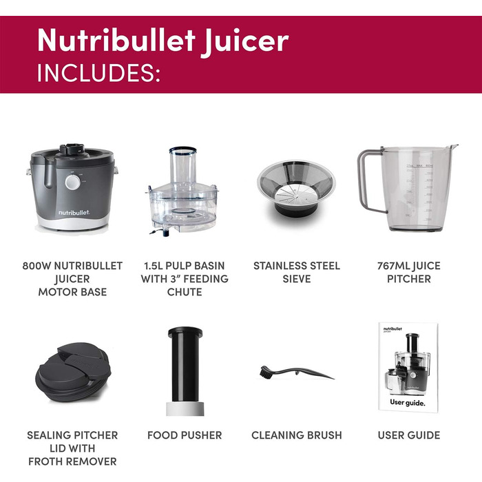 Nutribullet Швидковичавник, JB-BX044D-23, 800 Вт, Графіт, 800 Вт, Одинарний