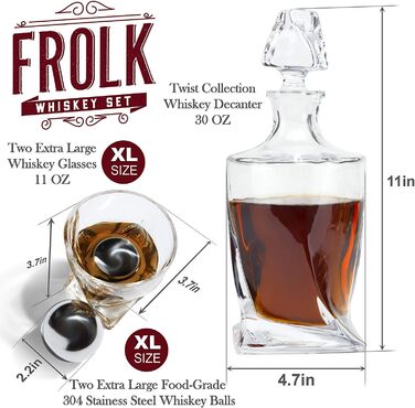 Набір для віскі: келих, камені, декантер, підставки, пінцет - подарунок для чоловіків та жінок