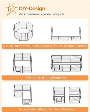 Вольєр для тварин Feandrea Freilaufgege, XXL (77 x 100 см), чорний, з 8 панелей, DIY, для дому та вулиці