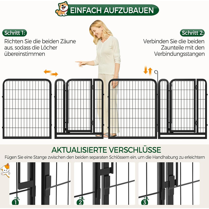 Yaheetech Folding Dog Playpen - 100cm High, 6-Panel, Portable Dog Kennel with Door for Indoor & Outdoor Use - Easy Assembly