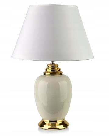 Керамічна настільна лампа бежева, 51 см, з абажуром, цоколь E27, для вітальні