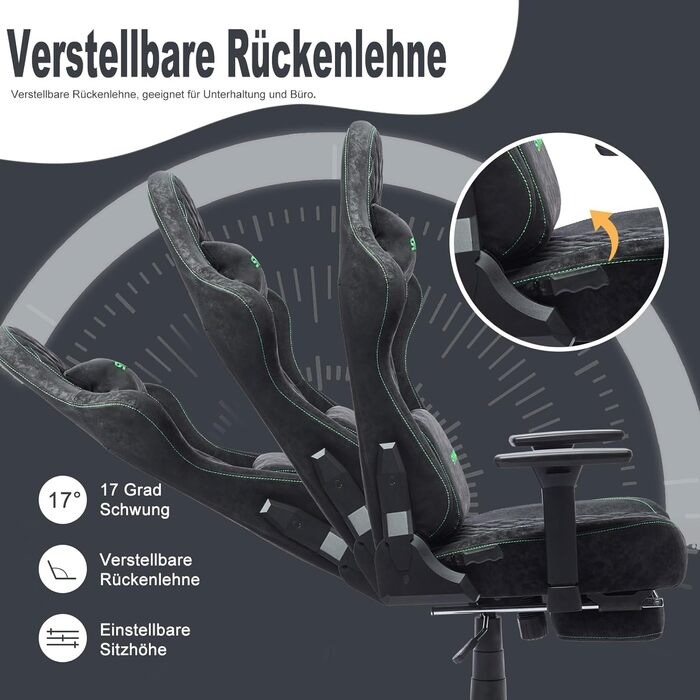 Ігровий крісло Symino, ергономічний офісний крісло, дизайн у стилі гоночного авто, чорний, з підніжкою