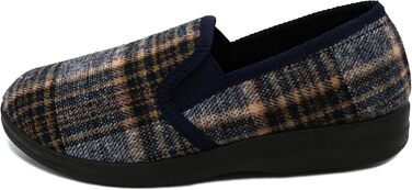 Чоловічі домашні тапочки в клітинку | Зручні капці для чоловіків з антиковзкою підошвою | Легкі та теплі сліпони для дому в класичному дизайні з фетру | Колір: сірий та інші (47 EU, сірий блакитний)