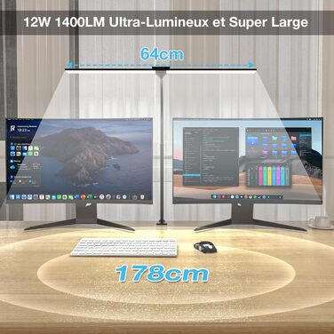 Потужна LED-лампа настільна Hensam для роботи та навчання, з регулюванням яскравості, 5 режимів, захист очей, сенсорне управління, чорна