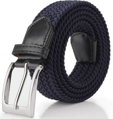 Чоловічий плетіний еластичний ремінь Fairwin, темно-синій, розмір M (довжина 105 см, для талії 80-90 см)