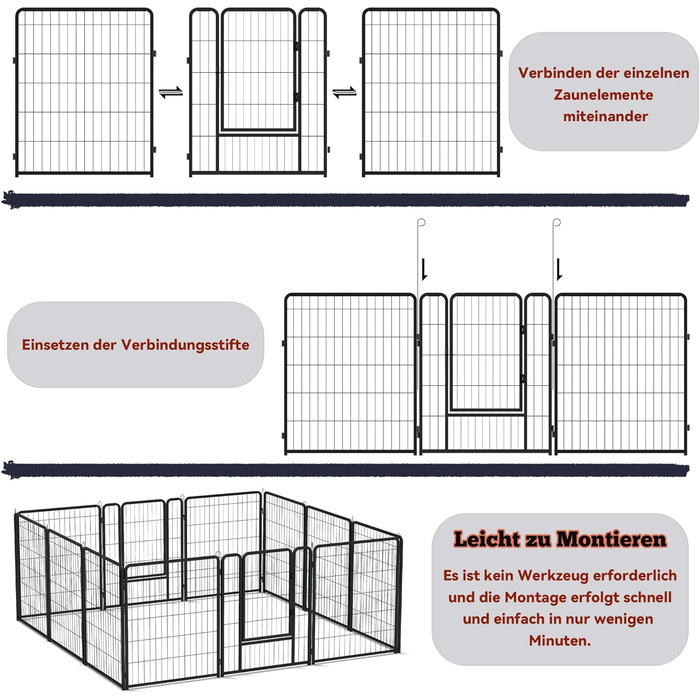 Забіг для цуценят Froadp 6-TLG, вольєр для собак, огорожа для цуценят 65x80 см, 6 елементів
