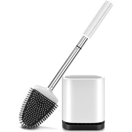 Набір для туалету: щітка для унітазу з тримачем, нержавіюча сталь та силікон, настінний кріплення, чорний колір (Weiß B)