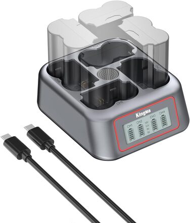 Зарядний пристрій King Ma для акумуляторів камер, 4-канальний, 45W PD, LED-дисплей, сумісний з Sony A7III/A7IV/A7RIII/A7RV/A7C/A7CII/A6700/A9/A9III/A1/ZV-E1/FX3/FX30 (NP-W235)