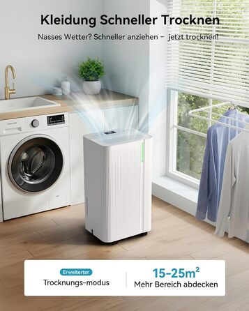 EUHOMY Електричний осушувач повітря 12л/24г, тихий та енергоефективний, з відведенням води, автоматичним розморожуванням, 3 режими, для квартири 25м²/122м³, спальні, підвалу