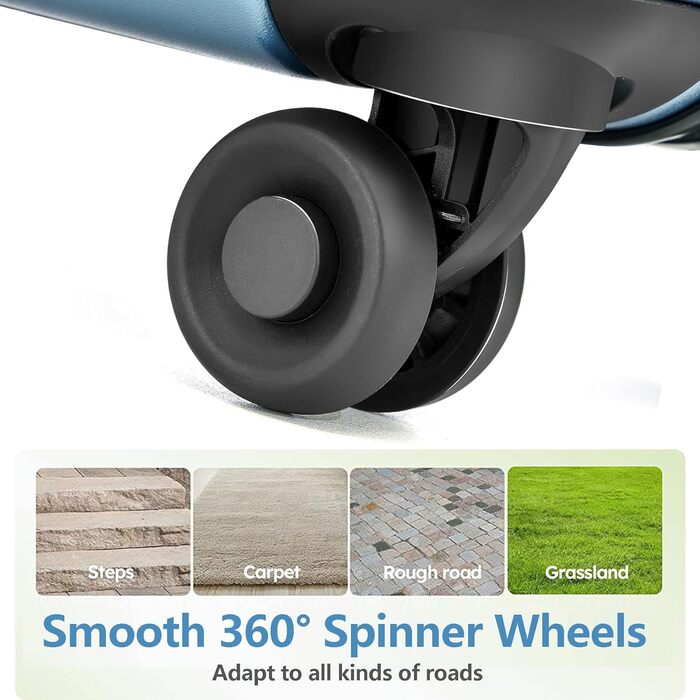 Набір валіз TydeCkare 20/28' (Економ-пакет): 20' ручна валіза з відділенням для ноутбука, 28' велика валіза 101л з ABS+PC корпусом, TSA-замок, Оранжевий (Електро-блакитний, L)