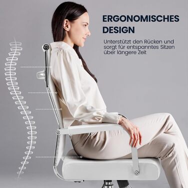 Офісне крісло Yaheetech з підлокітниками, офісний комп'ютерний крісло для начальника, стілець для роботи з високою спинкою, білий, до 136 кг