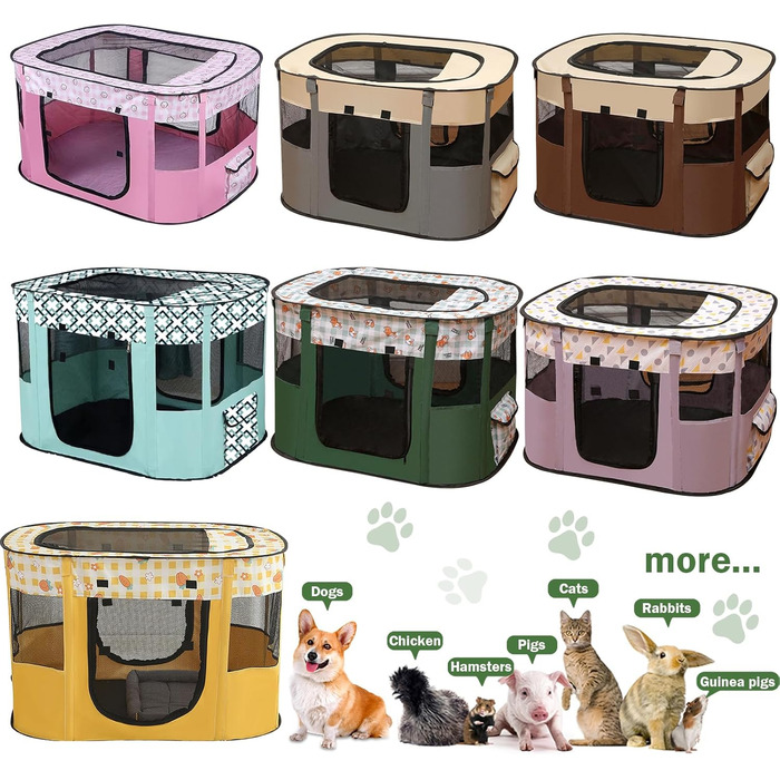 Складана огорожа для собак, вольєр для цуценят, переносний вольєр для тварин, вольєр для цуценят для дому, складаний вольєр для кошенят, собак, кроликів, XL (Темно-зелений), 110 * 85 * 58 см