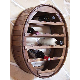 DanDiBo Wine Barrel Rack for 24 Bottles, Brown Stained Bar Bottle Stand Cask Bottle Holder Bottle Shelf (18 Bottles Brown Hanging)