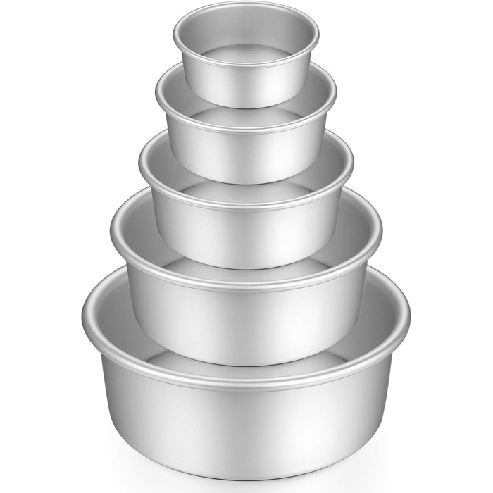 Gesentur Cake Pan Set - Round Baking Pans Made of Anodized Aluminum with Non-Stick Coating, Removable Bottom, 5 Sizes (5