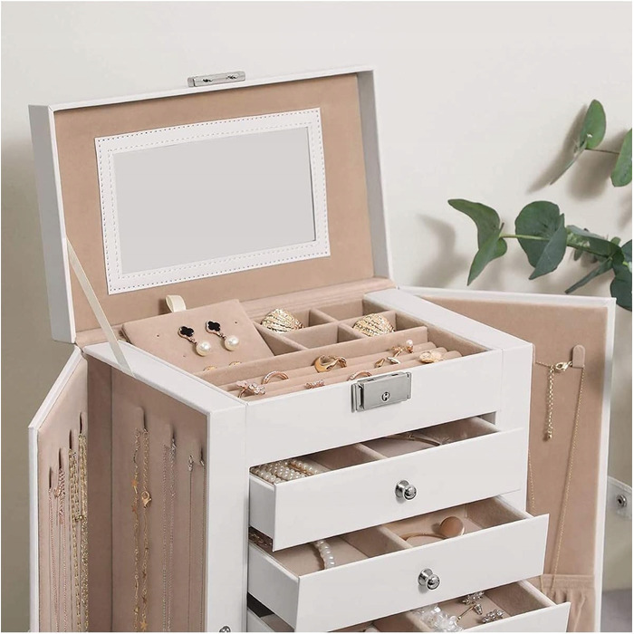 Скринька для прикрас Songmics JBC152W01, 32 x 26 x 15,6 см, біла