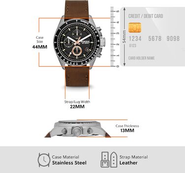 Годинник Fossil Decker для чоловіків, кварцовий хронограф з шкіряним ремінцем, коричневий