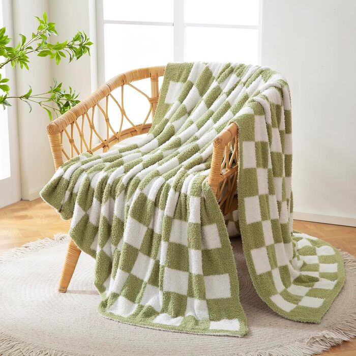 Плед YIRUIO з шаховим принтом, Queen/King Size, 203x228 см, мікрофібра, для дому, диван, ліжко