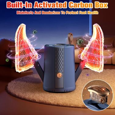 Електричний сушильник для взуття та рукавичок, телескопічний, з таймером, блакитний