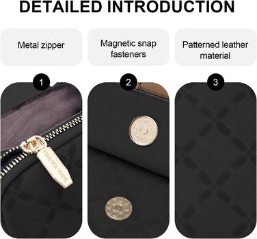 Сумка-органайзер на шию MUIIKOLA з RFID-захистом для телефону, велика місткість, екошкіра, чорно-коричнева