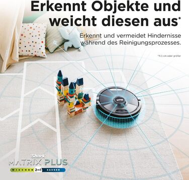 Робот-пилосос Shark Matrix Plus 2-в-1 з функцією миття та самостійною станцією, самоочищення, для шерсті тварин, килимів та твердих підлог, 14,5 см, чорний