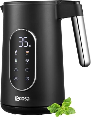 Електричний чайник-заварник зі сталі нержавіючої, 1.7 л, регулювання температури 40-100°C, функція підігріву, LED дисплей, 2200 Вт, без BPA