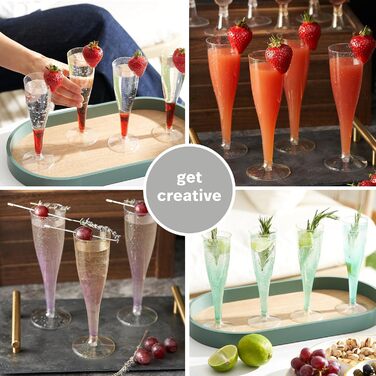 120 склянок для шампанського Matana Premium з блискітками срібла та золота, 133 мл - пластикові келихи для шампанського, келихи-флейти, келихи для коктейлів, келихи для вина на вечірки та свята. Стабільні та багаторазові (сріблястий блискіт, 96 шт.)