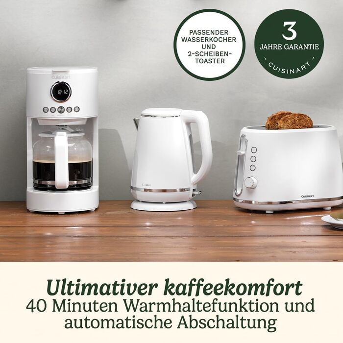 Кавомашина фільтрувальна Cuisinart 1.8л, 12 чашок, з програмуванням, підтримка тепла | Білий камінь