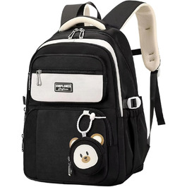 Шкільний рюкзак для підлітків (дівчаток та хлопців) - водонепроникний, великий, для школи та подорожей (чорний)