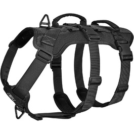 Шлейка для собак OneTigris T-Bone, тактична, з двома ручками, чорна, M (14-27 кг)
