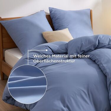 BEDSURE Комплект постільної білизни 135x200 4-х частинний, Шieferblau (Шиферно-блакитний) - 2 наволочки 135x200 см + 2 наволочки 80x80 см, Постільна білизна BEDSURE з мікрофібри, Поліестер, з блискавкою, ÖKO-TEX сертифікат