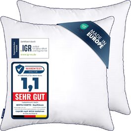 Gentle North High-Quality Pillowcases (80x80 cm / 31.5 x 31.5 inches) - Hotel Quality 2-Pack Fluffy, well-filled pillows suitable for allergy sufferers (Ökotex 100 Certified) - Washable at 60°C 2x | 80x80