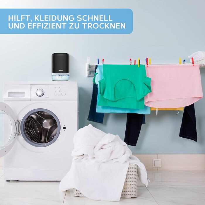 Портативний компактний міні-зволожувач повітря 1100 мл - електричний, енергоефективний, видаляє плісняву та конденсат. 7 LED кольорів, регулювання освітлення, чорний