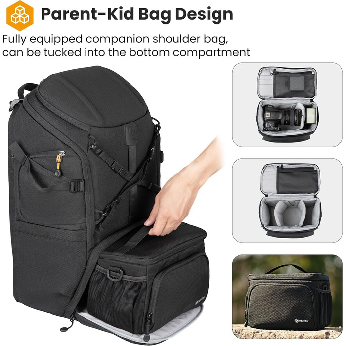 Рюкзак для камери Tarion HX-XL, 2-в-1, чорний, водонепроникний, з відділенням для ноутбука 15.6 дюймів