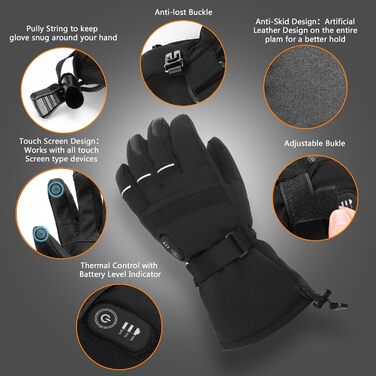 Гірськолижні рукавички з підігрівом Gokozy для чоловіків та жінок, 5000mAh акумулятор, 3 режими нагріву, для зимових видів спорту та походів, подарунок на Різдво та День подяки, розмір M, для холодної погоди